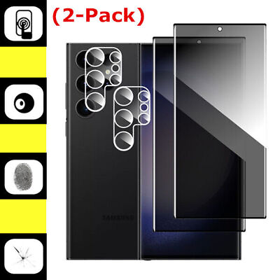 #ad 2X Samsung Galaxy S23 23 Ultra Privacy Tempered Glass Screen Camera Protector $9.95