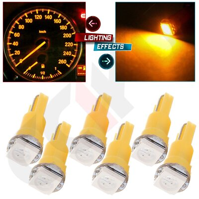 #ad 6x T5 Amber Yellow 1SMD 5050 LED Wedge Instrument Panel Light Bulb 58 70 74 73 $6.83