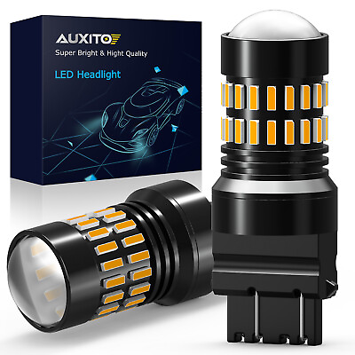 #ad AUXITO 3157 Amber yellow 48SMD LED Turn Signal Parking Light Bulb Error Free 2PC $13.99
