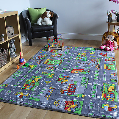 Interactive Kids Children#x27;s Rugs Town Road Map City Rug Play Village Mat 80x120 GBP 14.95
