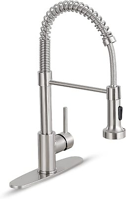 #ad Kitchen Faucet Stainless Steel Sink Tap Single Handle Pull Out amp; Down Sprayer $44.99