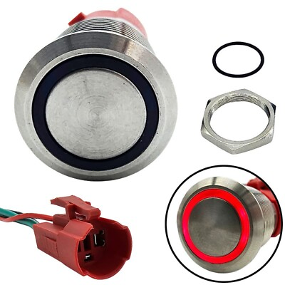 #ad Round Switch 240VAC Push Button Stainless ON OFF 16mm LED Ring Red AU $20.00