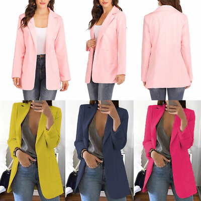 #ad Women Blazer Long Sleeve Slim Suit Coat Solid Jacket Office Wear Clothing〕 C $8.89