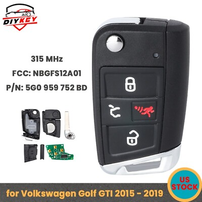 #ad New Remote Key Keyless Fob for 2015 2019 Volkswagen Golf GTI 5G6 959 752 BD $40.74