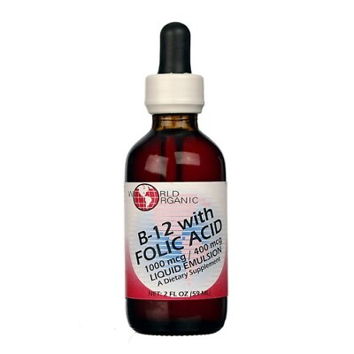 #ad B 12 With Folic Acid Liquid 400 mcg 1000 mcg 2 Oz By World Organics $11.83