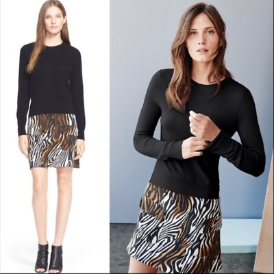 #ad Equipment Cashmere Silk Animal Print Zebra Dress Knit Sweater Top Mob Size Large $35.88