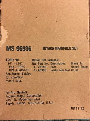 #ad Felpro MS 96936 Manifold Sets Ford V8 241 3.9l Eng Dohc Vin A 2000 02 $8.89