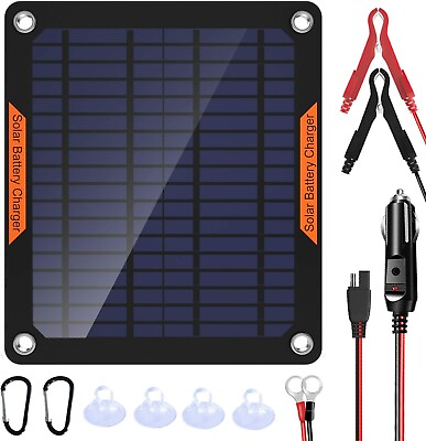#ad Waterproof Solar Battery Maintainer Car RV Charger 12 Volt Tender Trickle 5W New $38.90