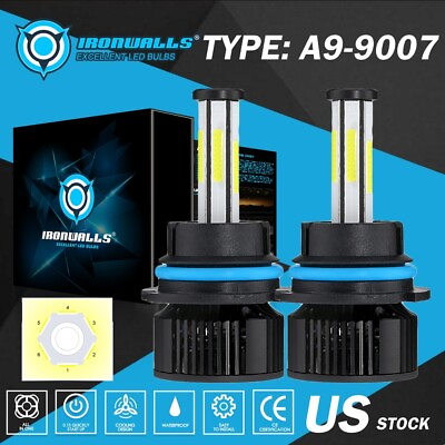 #ad 6 Sides 9007 HB5 LED Headlight Bulbs Kit High Low Beam 6500K Super White Bright $25.99