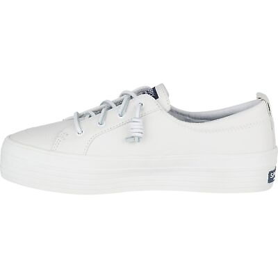 #ad Sperry Women#x27;s Crest Vibe Platform Leather Sneaker White $56.45
