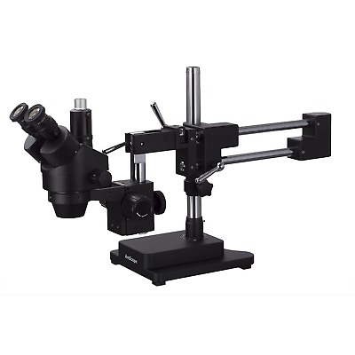 #ad AmScope 3.5X 180X Trinocular Stereo Zoom Microscope Double Arm Boom Stand Black $597.99