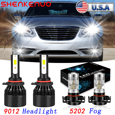 #ad For Chrysler 200 2011 2012 6000K 9012 LED Headlight 5202 Fog Light Bulbs 4PC $26.24