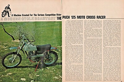 1970 Puch Motocross 125 Racer 4 Page Vintage Motorcycle Test Article $15.25
