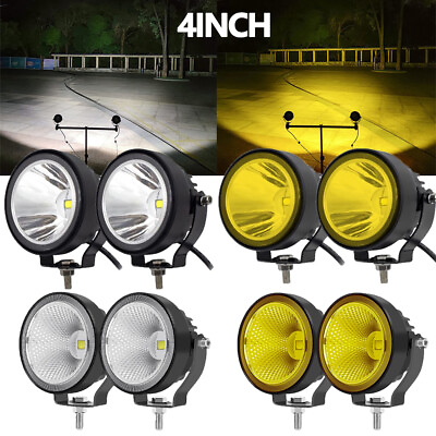 #ad Pair 4inch Round LED Work Light Bar Spot Flood Pods Fog Driving Lamp Offroad 4WD $13.29
