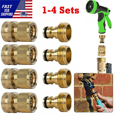 #ad 3 4quot; Garden Hose Quick Connector Water SOLID BRASS Female Male Connect Set $11.99