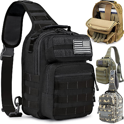 #ad Tactical Sling Bag Pack Military Rover Shoulder Backpack Molle Assault Range Bag $24.99