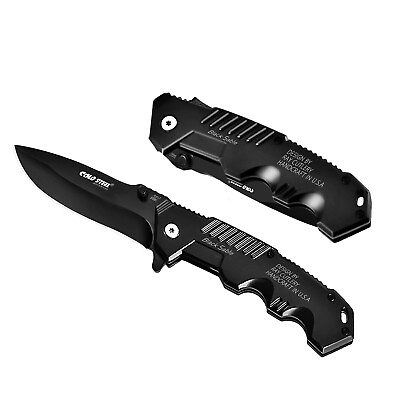 #ad Folding Pocket Tactical Knives Assisted Blade Steel Spring Handle Black outdoor $11.79