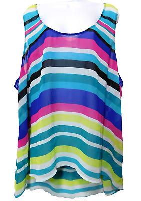#ad TORRID 4 Chiffon Swing Tank Top 4X Bright Stripes Sleeveless Colorful $18.95