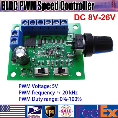 #ad DC 12V 24V Brushless DC Motor Speed Regulator DC 8 26V BLDC PWM Speed Controller $8.99