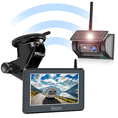 #ad Solar Magnetic Wireless Backup Camera 5quot; HD Monitor Rear View Reverse System Kit $129.99