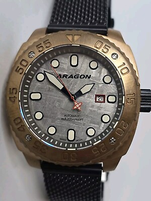 #ad Aragon Parma 2 Swiss Automatic Bronze Meteorite Watch A355 Eta 2824 50mm $549.00