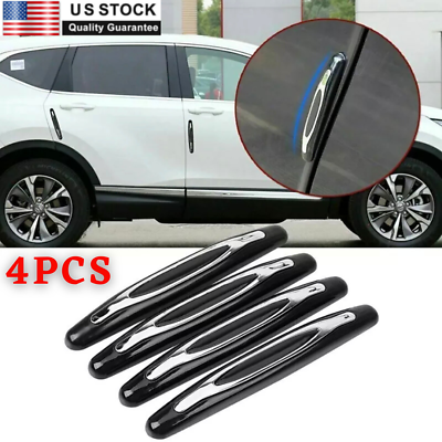 #ad 4Pcs Black Car Door Edge Scratch Anti collision Protector Guard Strip Universal $8.97