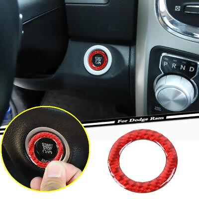 #ad #ad For 2011 2024 Dodge RAM 1500 Red Carbon Engine Start Stop Push Button Ring Trim $18.98