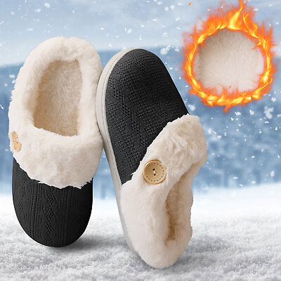 #ad Men Women Memory Cotton Slippers Warm Slippers Winter Indoor Warm Fur Moccasins $16.95