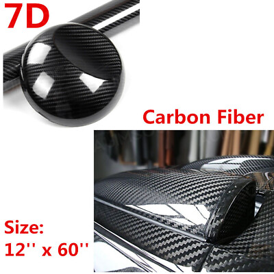 #ad #ad 7D Premium Super Gloss Black Carbon Fiber Vinyl Wrap Bubble Free Air Release US $10.87