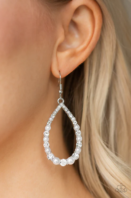 #ad Paparazzi: Gala Go Getter White Earrings $5.99