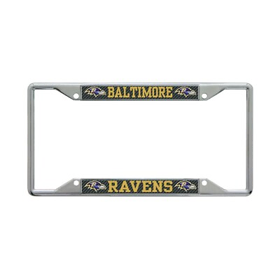 BALTIMORE RAVENS CARBON BACKGROUND 6quot;X12quot; METAL LICENSE PLATE FRAME WINCRAFT $20.00