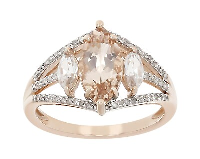 #ad 2.5ctw Marquise amp; Round Cut Morganite 14k Rose Gold Plated Engagement Ring $95.24