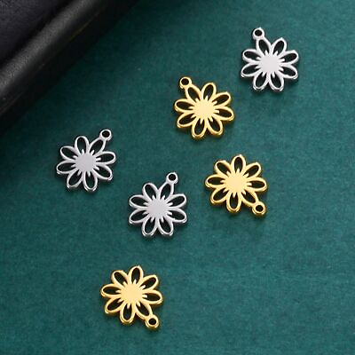 #ad 20pcs lot Flower Charm Mini Stainless Steel Charms for Bracelet Making Wholesale $8.72