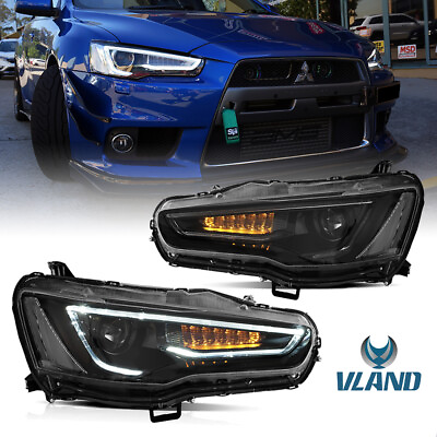 #ad For 2008 17 Mitsubishi Lancer EVO VLAND Pair LED Headlights Projector Headlights $389.99