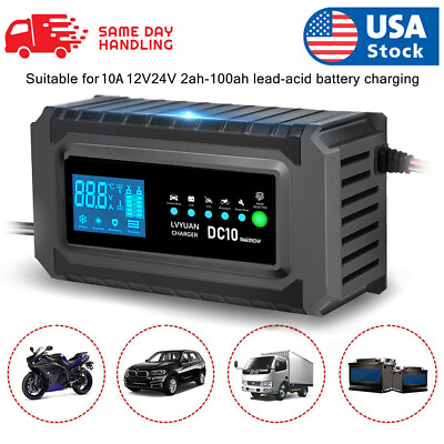 Intelligent Automatic Car Battery Charger 12 24V 10A Pulse Repair GEL $24.99
