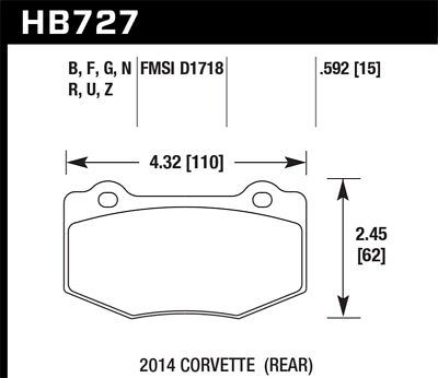 #ad Hawk HPS 5.0 Rear Brake Pads for 14 18 Chevrolet Corvette $153.89