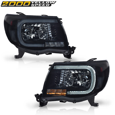 #ad #ad LED DRL Tube Projector Headlights Black Smoked Fit For 2005 2011 Toyota Tacoma $91.34