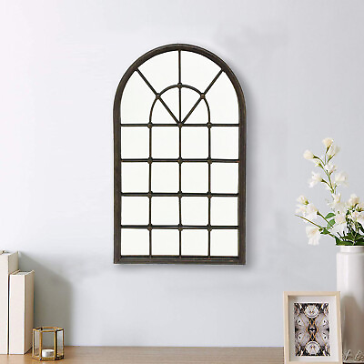 #ad Arched Metal Framed Window Wall Mirror Antique Black 28quot; H $59.99