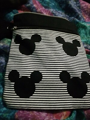 #ad Walt Disney World Parks Mickey Mouse Black White Striped Outside Inside Zipper $23.90