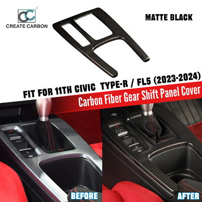 #ad Real Carbon Fiber Gear Shift Panel Cover Trim For Honda 11th Type R FL5 LHD $237.99