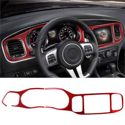 Red Carbon Fiber Interior Dashboard Panel Cover Trim For Dodge Charger 2011 14 $39.10