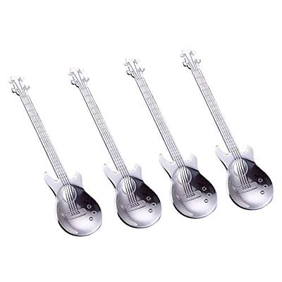 #ad 4 Pcs Stainless Steel Guitar Spoon Set for Stirring Mixing Coffee Tea Spoon $12.67