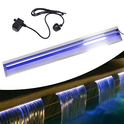 #ad Fountain Waterfall Feature Pond Decor Waterfall Pool W LED Strip Light Outdoor $95.00
