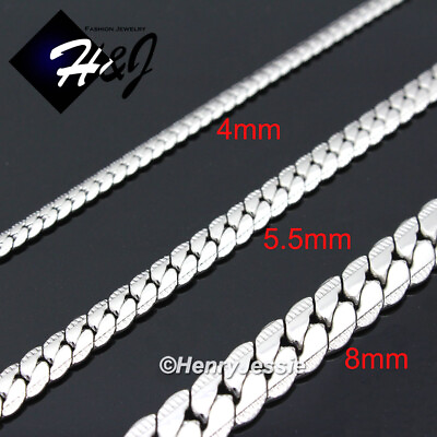 #ad 18 40quot;MEN Stainless Steel 4 6 8mm Silver Diamond Cut Miami Curb Chain Necklace $15.99