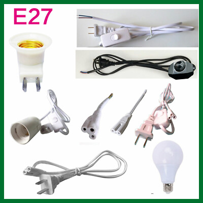 #ad E27 Bulb Button Switch Plug Wire 1.8m Line Lamp Screw Base Switch Wire $7.22