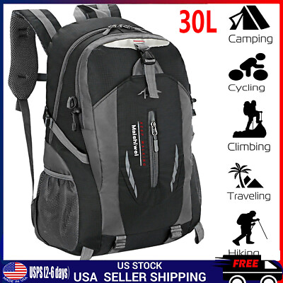 #ad 30L Nylon Travel Backpack Waterproof Outdoor Rucksack Men Camping Hiking Bag $14.99
