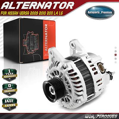 #ad Alternator for Nissan Versa 2009 2010 2011 L4 1.6 120A 12V CW 7 Groove Pulley $141.99