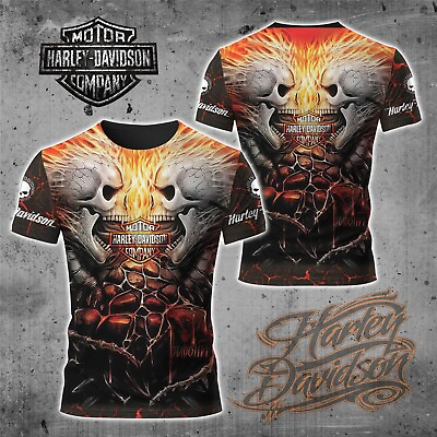 #ad #ad Harley Davidson Limited Edition Men#x27;s Skull Shirt 3D All Over Print S 5XL $22.96