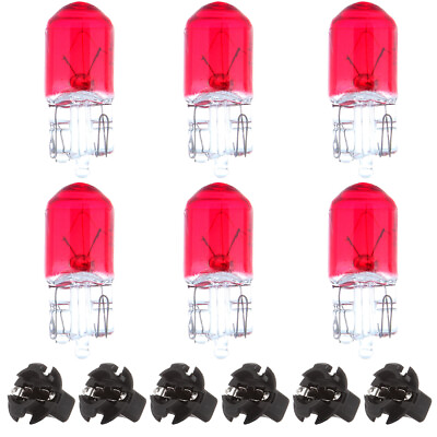 #ad 6X T10 Halogen Bulbs Instrument Panel Light 6X T10 Socket 1 2quot; For Ford Red $7.73