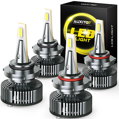 #ad 4x AUXITO 9005 9006 LED Combo Headlight Bulbs High Low Beam Kit Extremely White $83.99